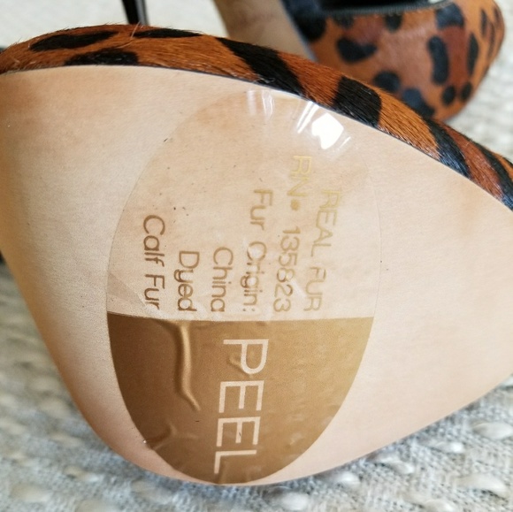 Sam Edelman Peeptoe leopard print heels 4.5" - Picture 4 of 5